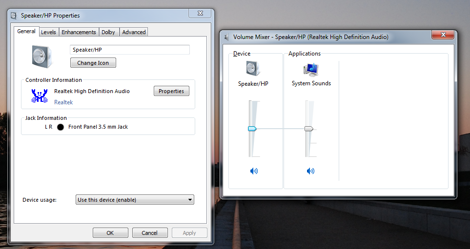 Gestione dei canali audio con Windows