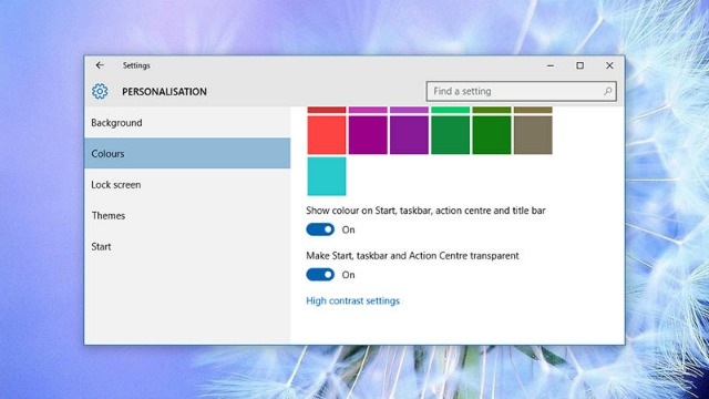 Personalizzare aspetto Windows 10