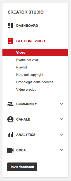 Accesso a YouTube Video Creator