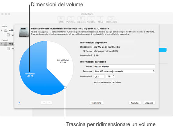 Creare partizione su Mac