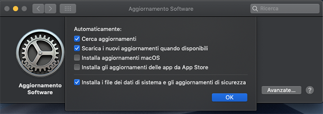 aggiornamenti macos automatici