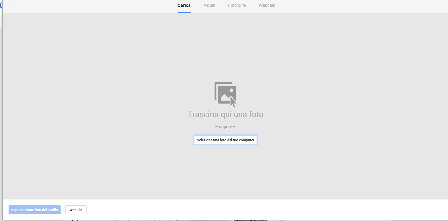 Modificare foto profilo Google+