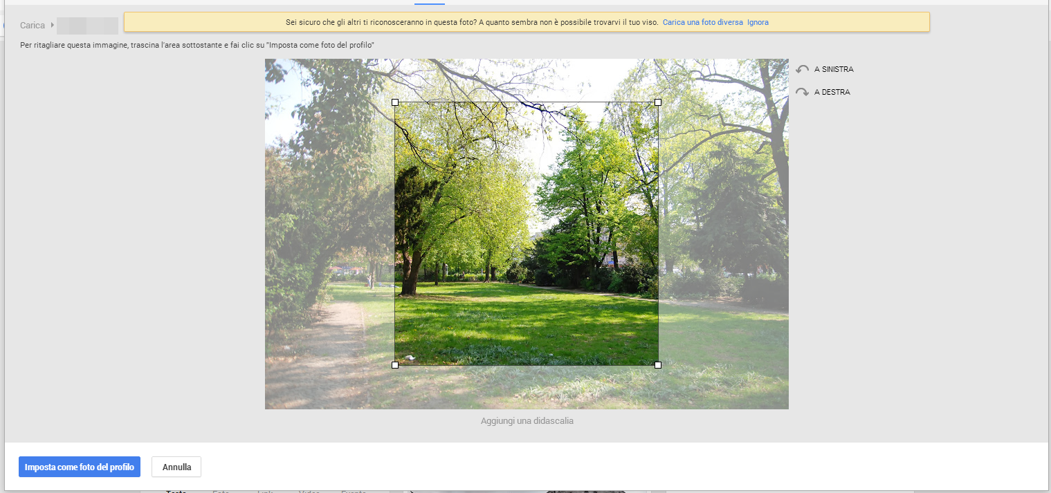 Modificare foto profilo Google+