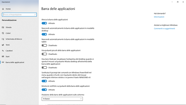 nascondere icone barra applicazioni