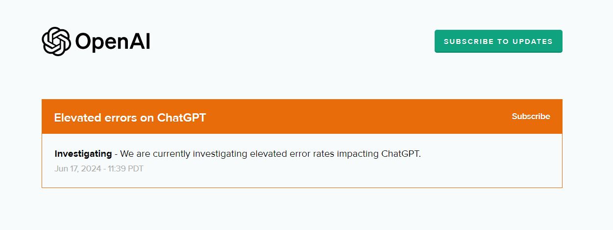 chatgpt down 17 giugno