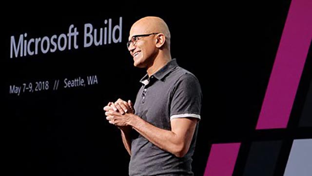 Satya Nadella nel corso della Build 2018