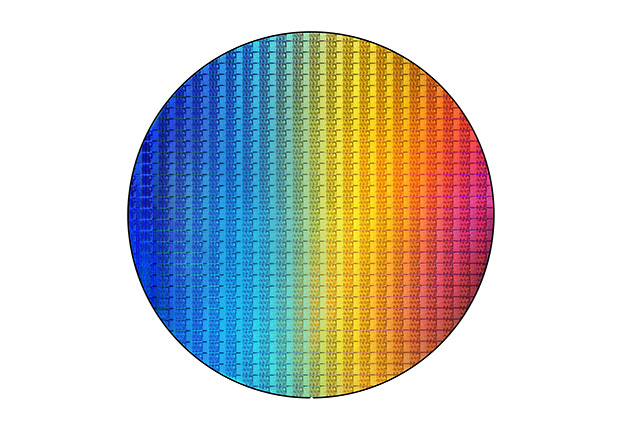 Il wafer con le nuove CPU Intel Core