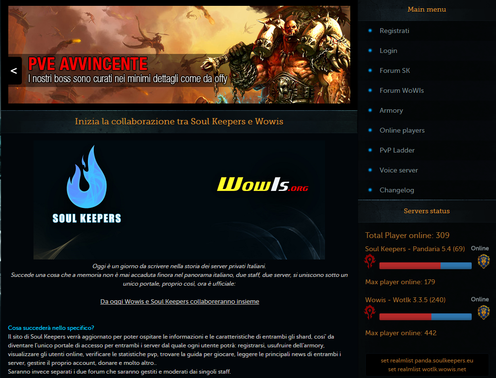 soulkeepers server privato italiano wolrd of warcraft
