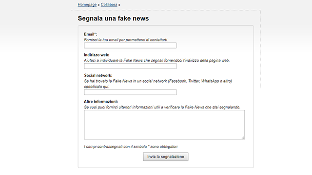 segnalare fake news