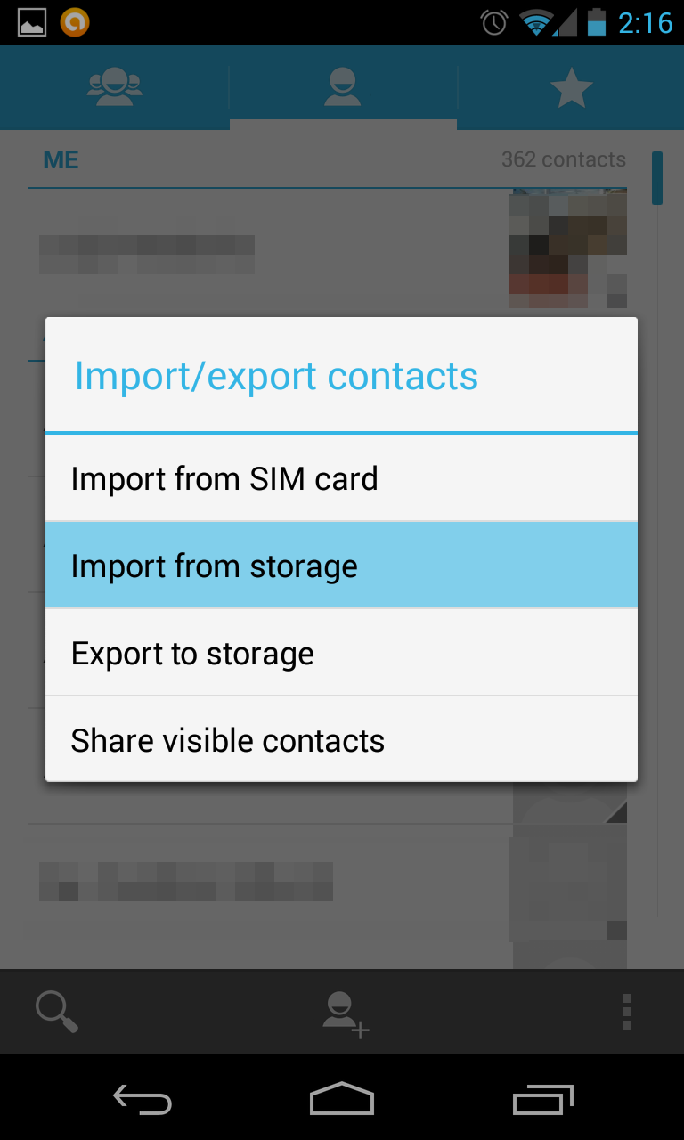 Importare i contatti in Android