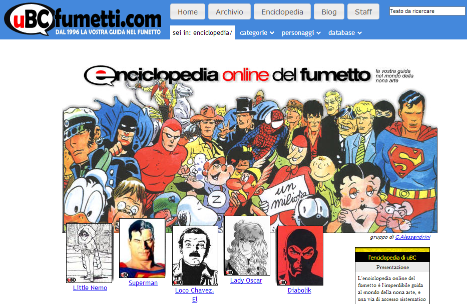 uBC fumetti, enciclopedia dei fumetti online