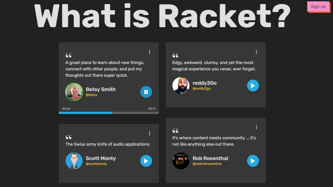 racket social audio