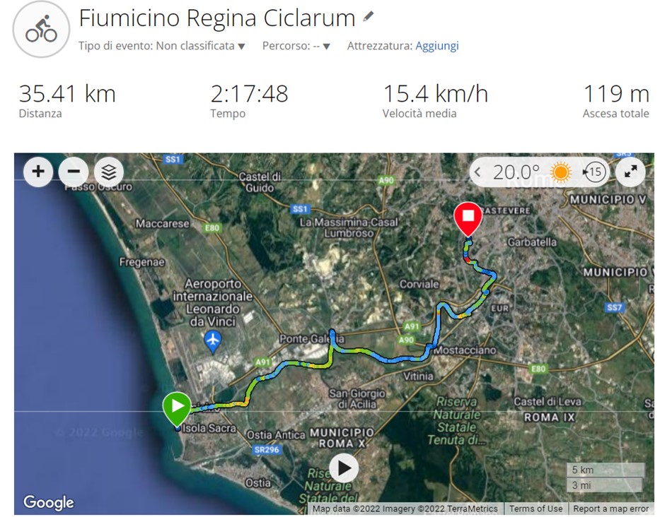 Garmin connect-ciclismo-percorso