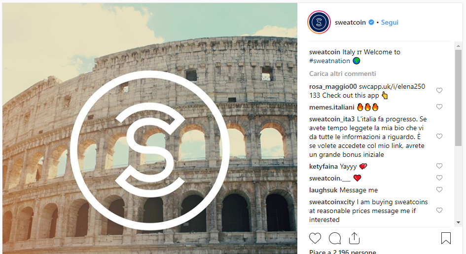 Sweatcoin in Italia