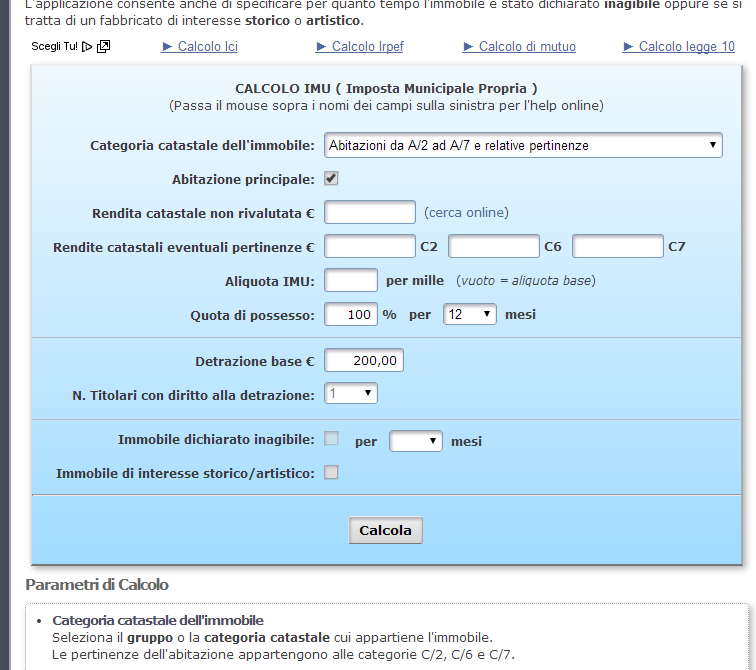 Il calcolatore di Tutto IMU