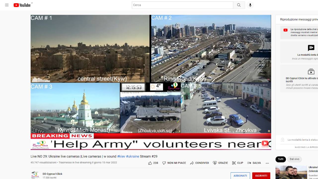 live streaming delle webcam in ucraina