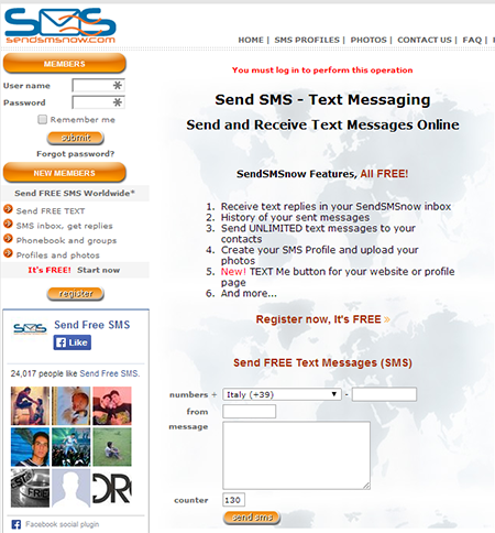Send SMS now