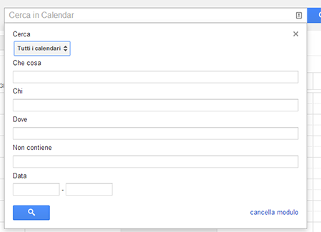 Funzione cerca in Google Calendar