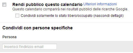 Condividere il calendario Google via mail