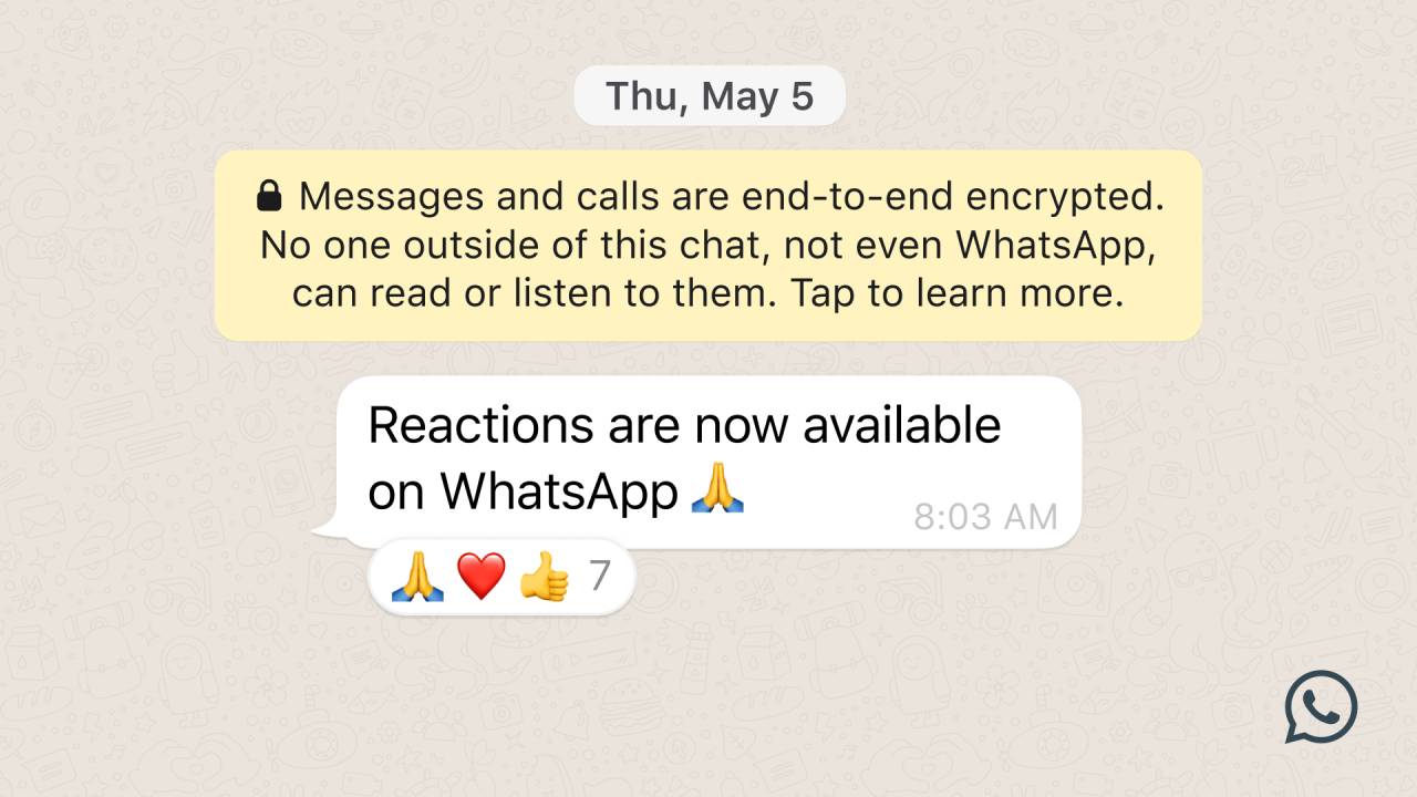 reaction su WhatsApp