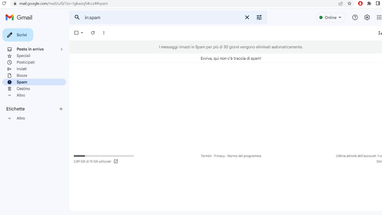 Gmail segnalare lo spam