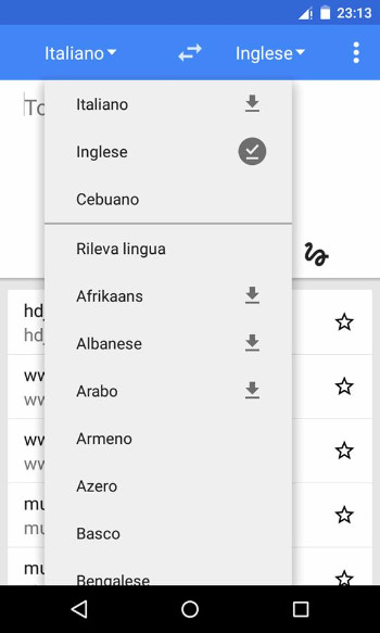 Download lingue Google traduttore