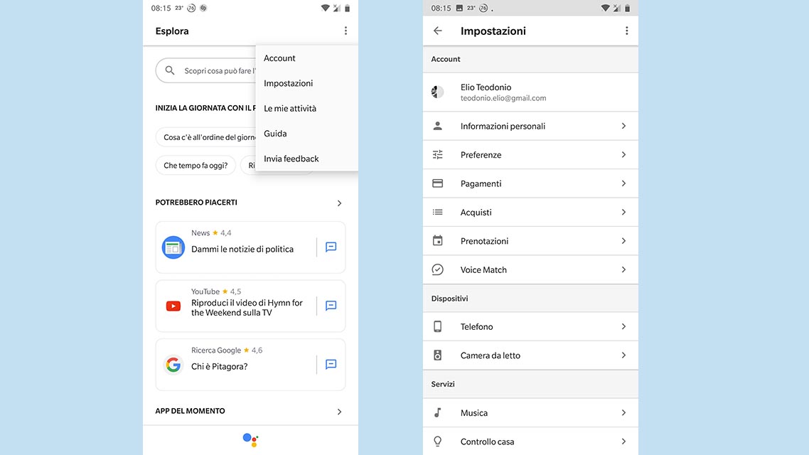 cambiare voce google assistant