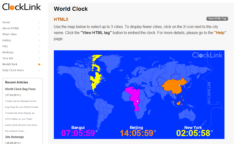 World clock di clocklink