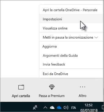 Impostazioni OneDrive