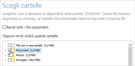 Scelta cartelle da fare backup