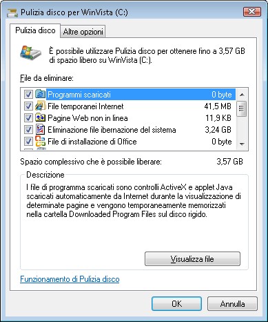 Il tool per la pulizia del disco rigido in Windows