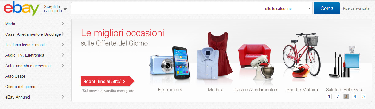 Homepage di eBay