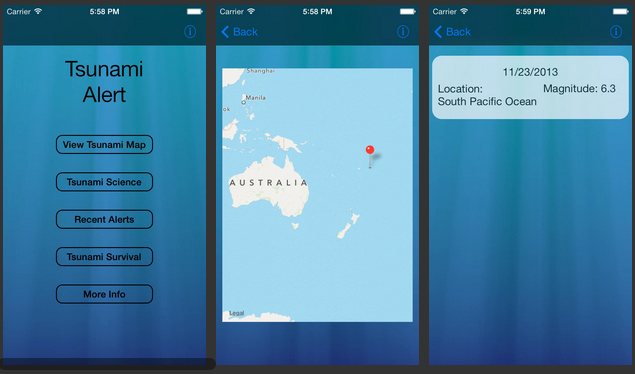 Tsunami alert per iOS