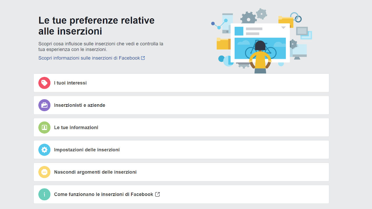 prferenze pubblicità facebook