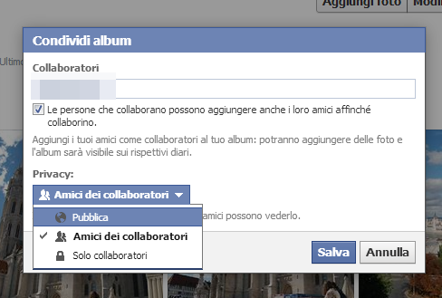 Creare album foto condiviso