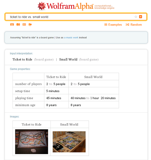 wolfram alpha giochi da tavolo