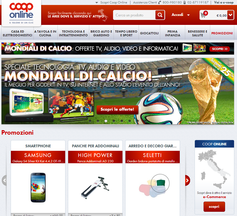 Portale di e-commerce della Coop