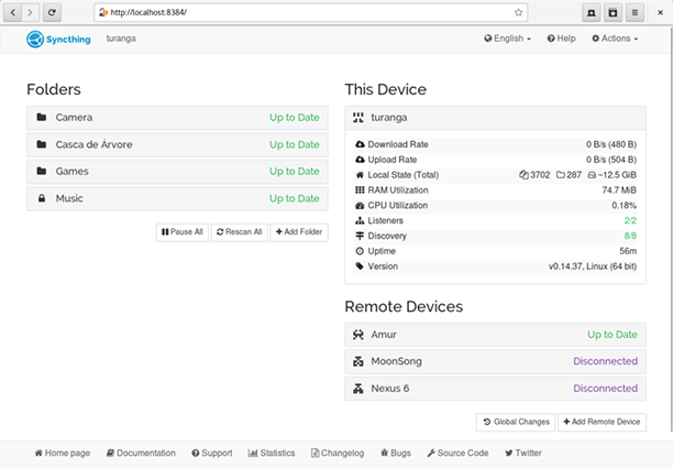 Interfaccia web di Syncthing