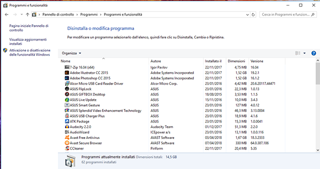 Come cancellare programmi Windows