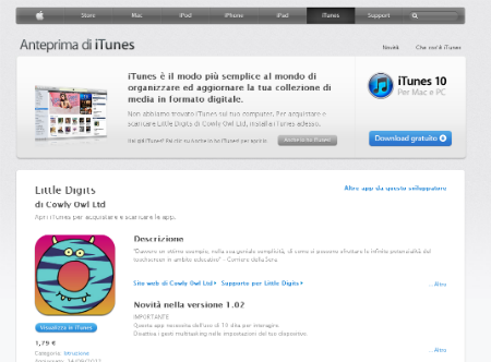 Little Digits la home dell'app