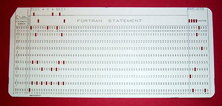 Una delle prime schede perforate per Fortran