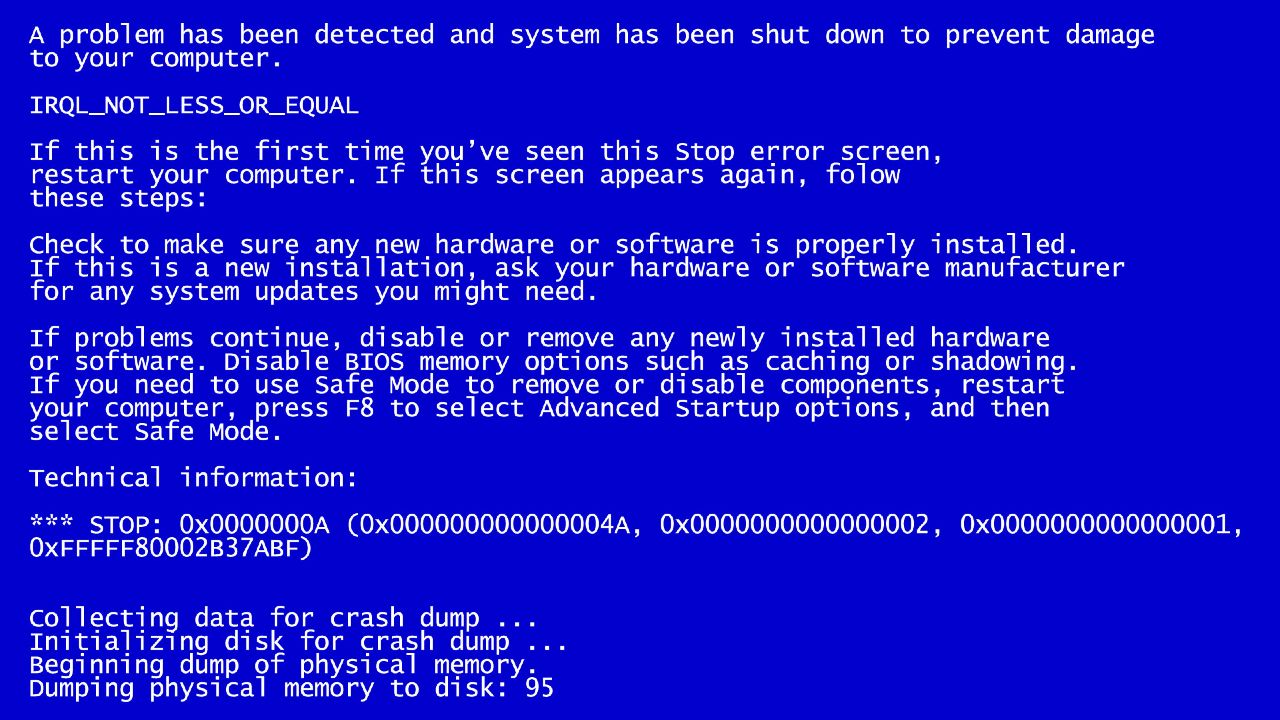 windows errore bsod