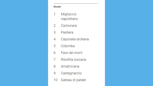 ricette google 2017