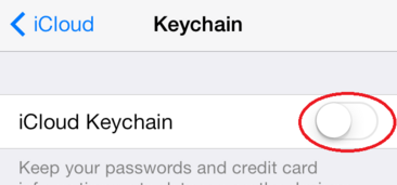 Apple iCloud Keychan iOS 7.0.3