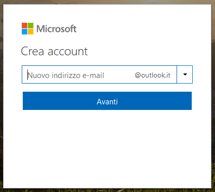 Creazione account Microsoft