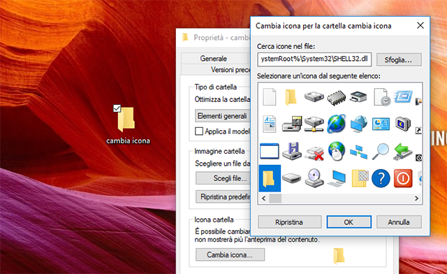 Cambiare icona cartella Windows 10