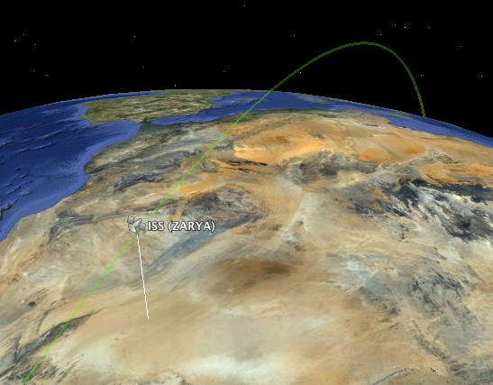 La traiettoria di un satellite su Google Earth Satellite Tracker