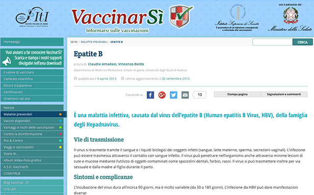 Homepage VaccinarSì