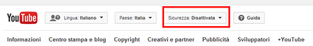 Funzionalità Sicurezza su YouTube