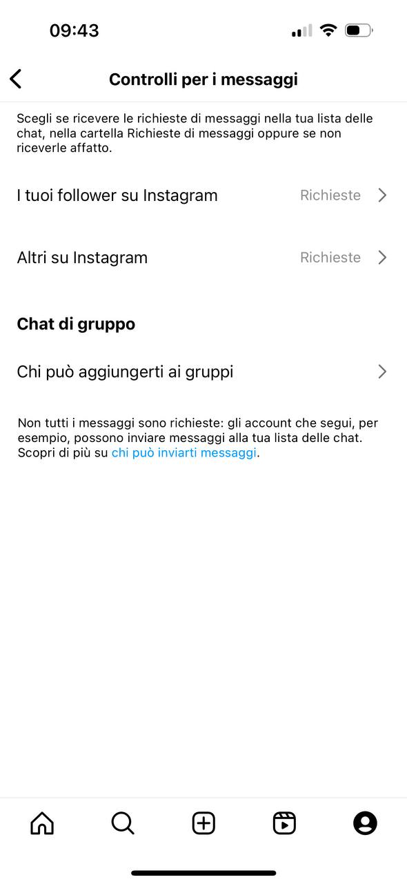 richieste messaggi di Instagram